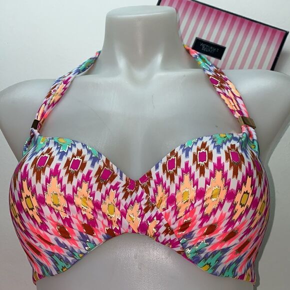 🔥🏖VICTORIA SECRET swimsuit top 32D push-up bottom-small New #1 - Picture 2 of 9